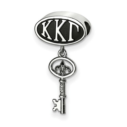 Kappa Kappa Gamma Sorority Black Oval House Letters Sterling Silver Bead & Key