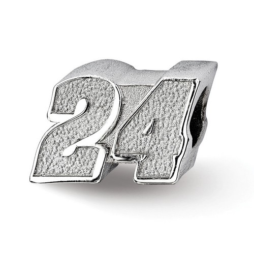 Jeff Gordon #24 Car Number Bead In Sterling Silver