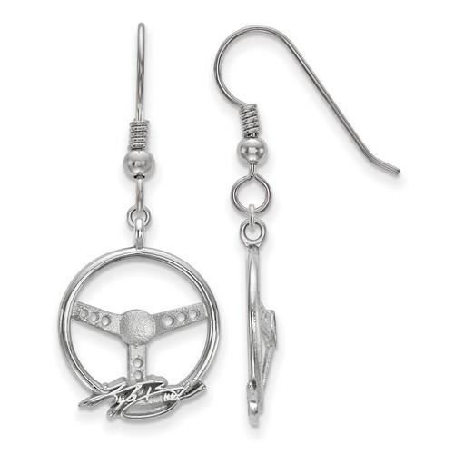 Kyle Busch #18 Signed On Steering Wheel Sterling Silver Shepherd's Hook Earrings