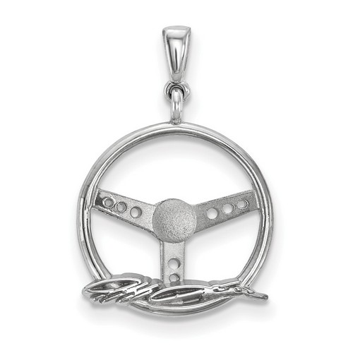 Jeff Gordon #24 Signature On Steering Wheel Sterling Silver Pendant