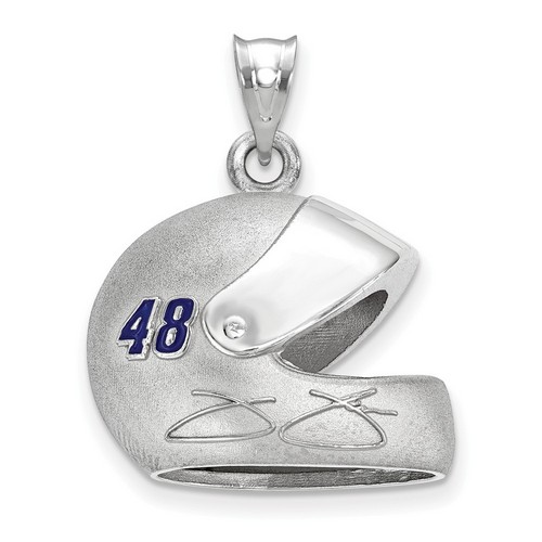 Jimmie Johnson #48 3D Driver Helmet & Signature Pendant In Sterling Silver