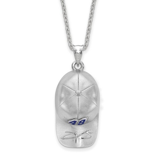 Jimmie Johnson #48 3-D Baseball Cap Signature Pendant & Chain In Sterling Silver