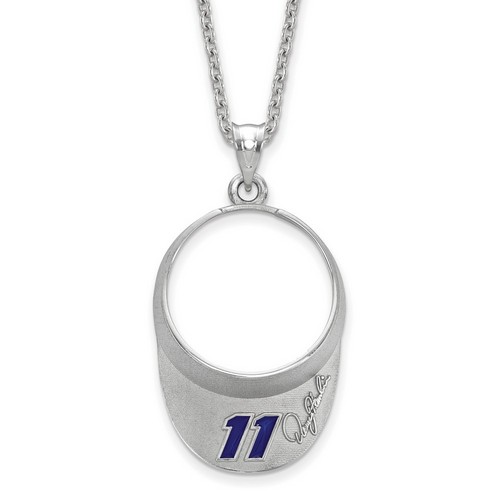 Denny Hamlin #11 3-D Visor Signature Pendant & Chain In Sterling Silver