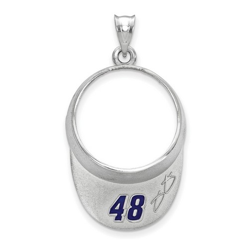 Jimmie Johnson #48 3-D Visor Signature Pendant In Sterling Silver