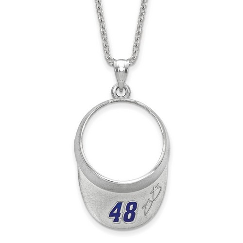 Jimmie Johnson #48 3-D Visor Signature Pendant & Chain In Sterling Silver