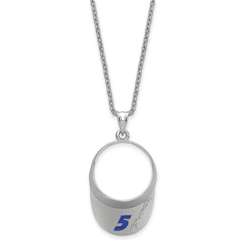 Kasey Kahne #5 3-D Visor Signature Pendant & Chain In Sterling Silver