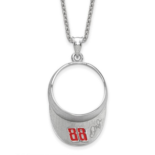 Dale Earnhardt Jr #88 3-D Visor Signature Pendant & Chain In Sterling Silver