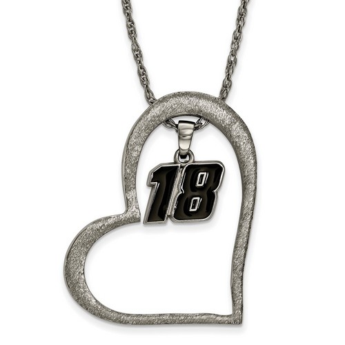 Kyle Busch #18 Stainless Steel Large Open Heart & Driver Number Pendant