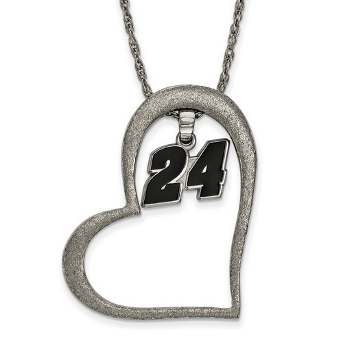 Jeff Gordon #24 Stainless Steel Large Open Heart & Driver Number Pendant