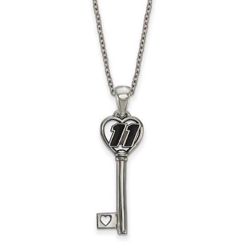 Denny Hamlin #11 Stainless Steel Number In Heart Key Pendant