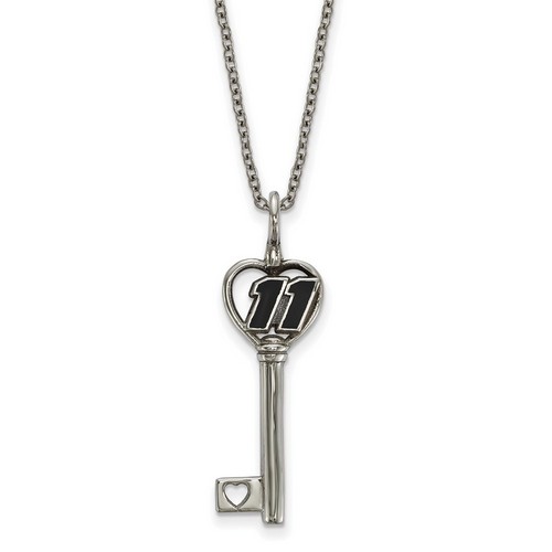 Denny Hamlin #11 Stainless Steel Number In Heart Key Loop Pendant