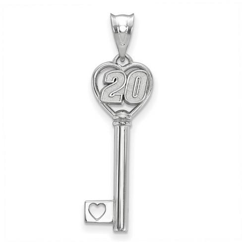 Matt Kenseth #20 Car Number in Heart Key Sterling Silver Pendant
