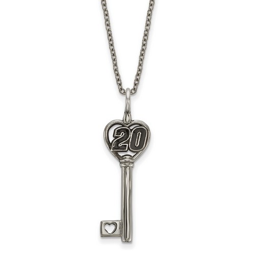 Matt Kenseth #20 Stainless Steel Number In Heart Key Loop Pendant