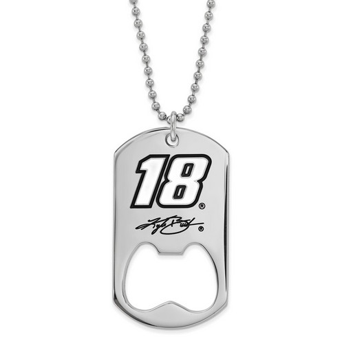Kyle Busch #18 Stainless Steel Dog Tag Bottle Opener & Chain