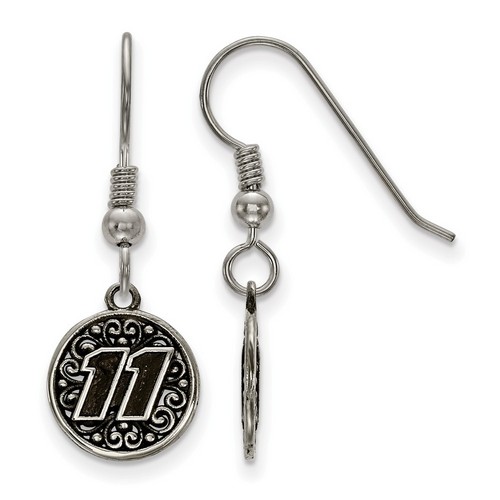 Denny Hamlin #11 Round Car Number Stainless Steel Shepherd Hook Earrings