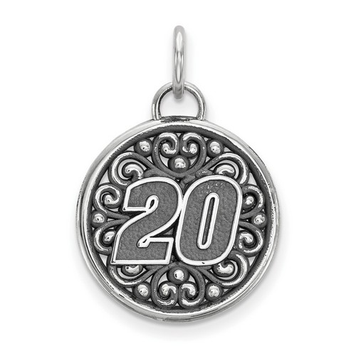 Matt Kenseth #20 Round Bali Style Car Number Pendant In Sterling Silver