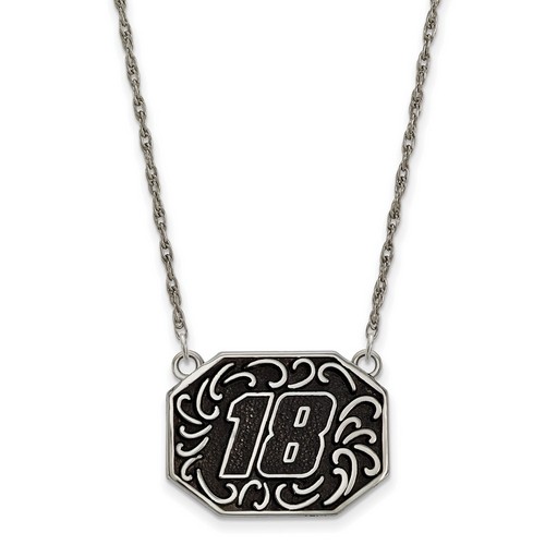 Kyle Busch #18 Stainless Steel Bali Type Leaf Pattern Pendant & Split Chain