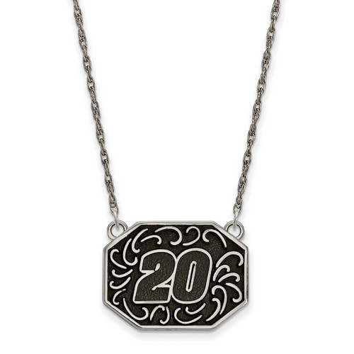 Matt Kenseth #20 Stainless Steel Bali Type Leaf Pattern Pendant & Split Chain