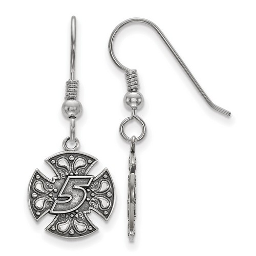 Kasey Kahne #5 Bali Style Maltese Cross Earrings in Sterling Silver