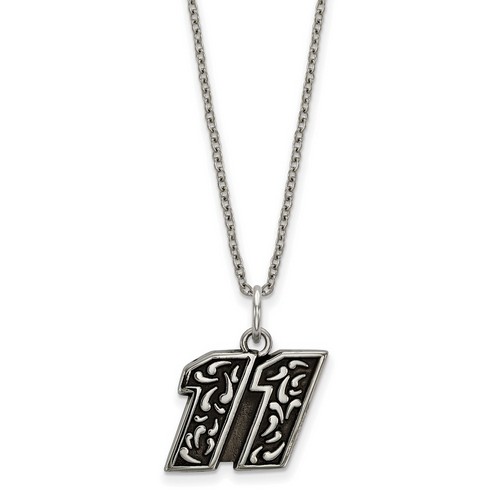 Denny Hamlin #11 Stainless Steel Bali Type Leaf Pattern Pendant & Chain