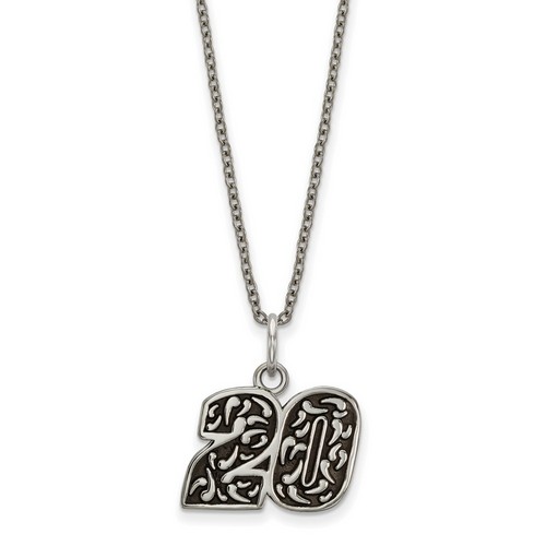 Matt Kenseth #20 Stainless Steel Bali Type Leaf Pattern Pendant & Chain