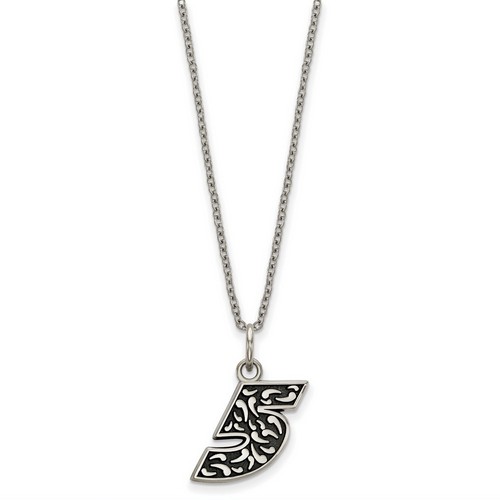 Kasey Kahne #5 Stainless Steel Bali Type Leaf Pattern Pendant & Chain