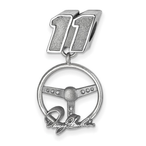 Denny Hamlin #11 Car Number Bead & Signed Sterling Silver Steering Wheel Charm