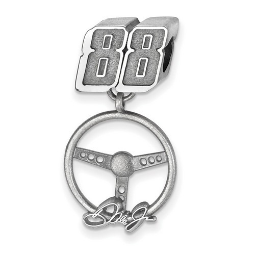 Dale Earnhardt Jr #88 Car Number Bead & Signed Silver Steering Wheel Charm