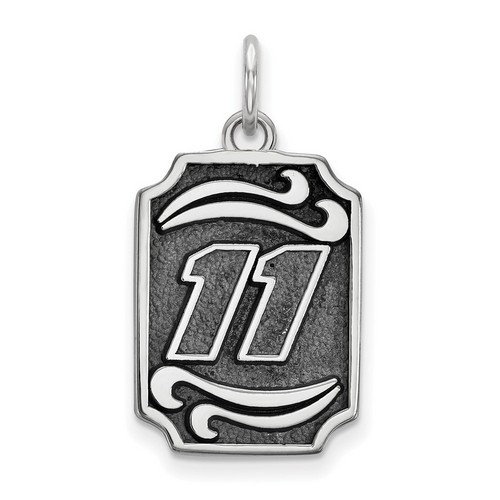 Denny Hamlin #11 Bali Style Dog Tag Style Pendant In Sterling Silver
