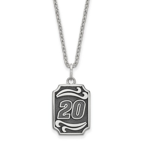 Matt Kenseth #20 Bali Style Dog Tag Style Pendant & Chain In Sterling Silver