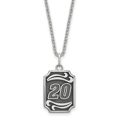 Matt Kenseth #20 Bali Style Dog Tag Style Pendant & Chain In Sterling Silver