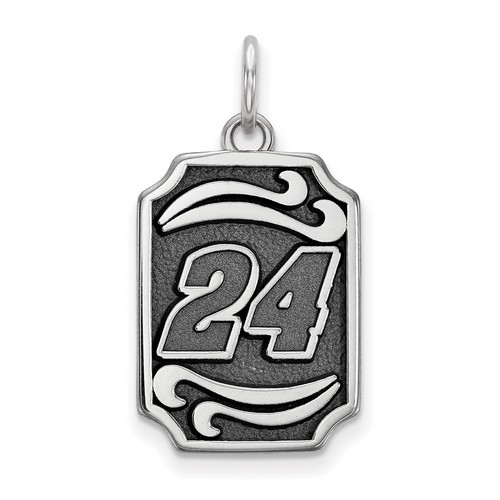 Jeff Gordon #24 Bali Style Dog Tag Style Pendant In Sterling Silver