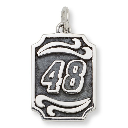 Jimmie Johnson #48 Bali Style Dog Tag Style Pendant In Sterling Silver