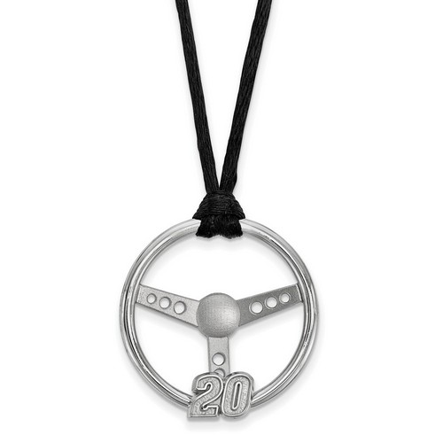 Matt Kenseth #20 Big Steering Wheel Number Sterling Silver Pendant & Black Cord