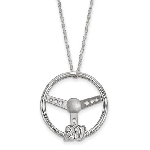 Matt Kenseth #20 Big Steering Wheel Number Sterling Silver Pendant & Metal Chain