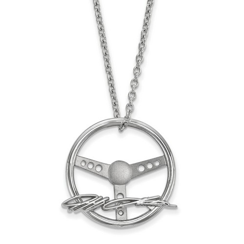 Jeff Gordon #24 Big Steering Wheel Number Sterling Silver Pendant & Metal Chain