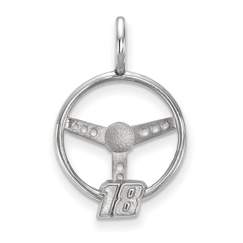 Kyle Busch #18 Number On Steering Wheel Sterling Silver Loop Pendant