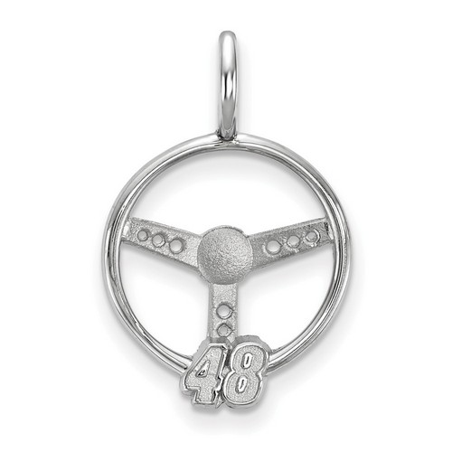 Jimmie Johnson #48 Number On Steering Wheel Sterling Silver Loop Pendant