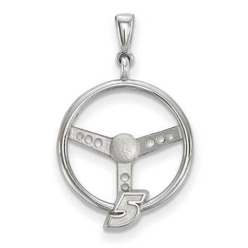 Kasey Kahne #5 Number On Steering Wheel Sterling Silver Pendant
