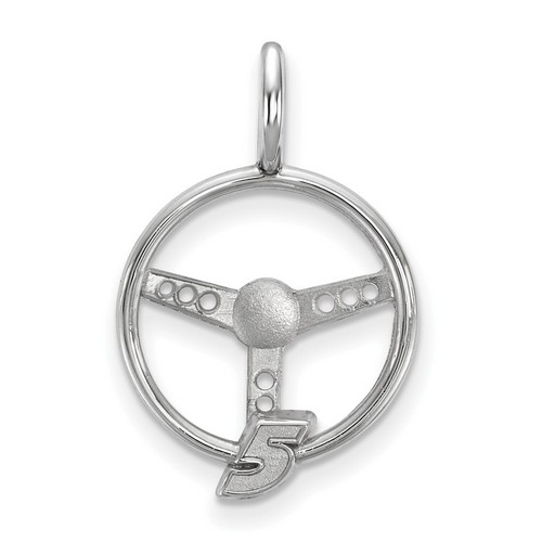 Kasey Kahne #5 Number On Steering Wheel Sterling Silver Loop Pendant