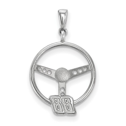 Dale Earnhardt Jr #88 Number On Steering Wheel Sterling Silver Pendant