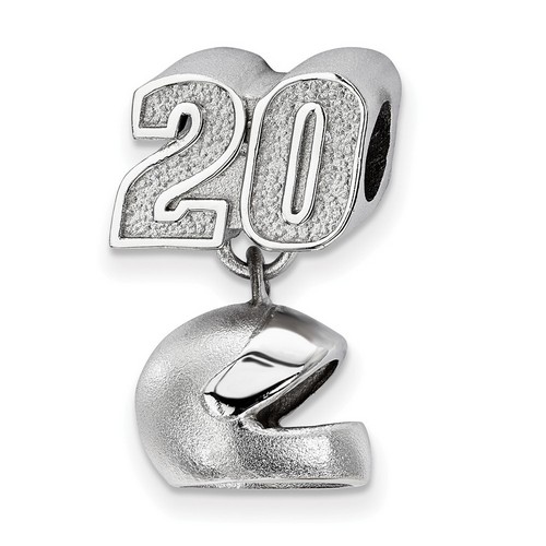 Matt Kenseth #20 Number Bead & 3D Dangle Helmet In Sterling Silver 4.23 Gr