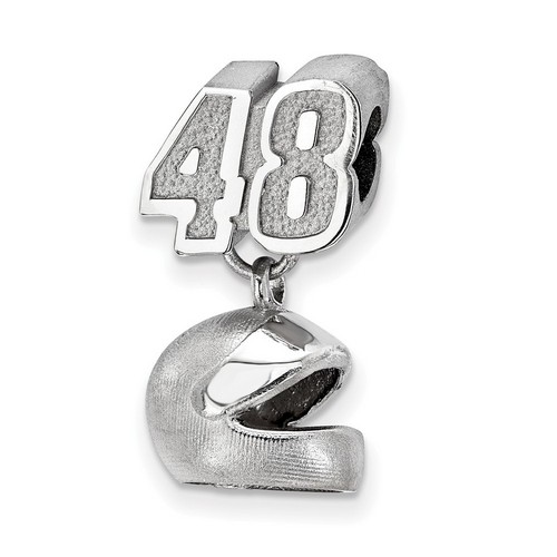 Jimmie Johnson #48 Number Bead & 3D Dangle Helmet In Sterling Silver 4.23 Gr