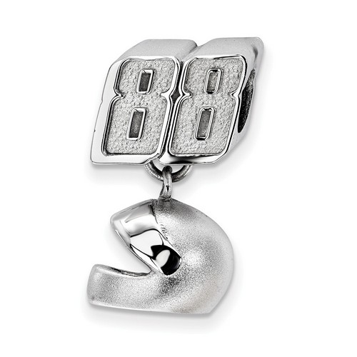 Dale Earnhardt Jr #88 Number Bead & 3D Dangle Helmet In Sterling Silver 4.23 Gr