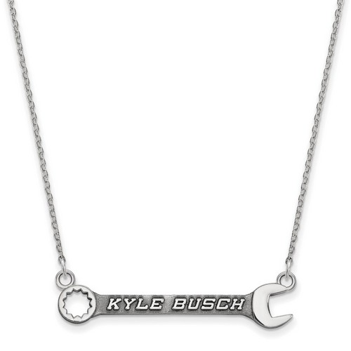 Kyle Busch #18 Driver Name Combination Wrench Silver Split Chain Necklace