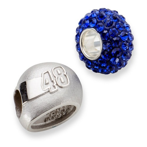 Jimmie Johnson #48 Blue Crystal Driver Helmet Bead In Sterling Silver