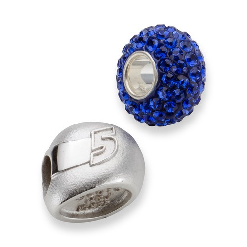 Kasey Kahne #5 Blue Crystal Driver Helmet Bead In Sterling Silver