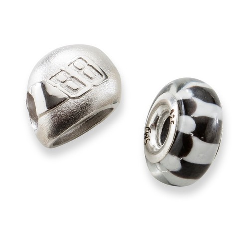 Dale Earnhardt Jr 88 Checkered Flag Helmet & Car Number Bead In Sterling Silver