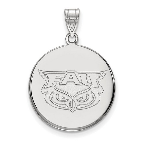 Florida Atlantic University Owls Large Disc Pendant in Sterling Silver 4.11 gr