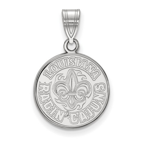 UL Lafayette Ragin' Cajuns Medium Pendant in Sterling Silver 2.38 gr